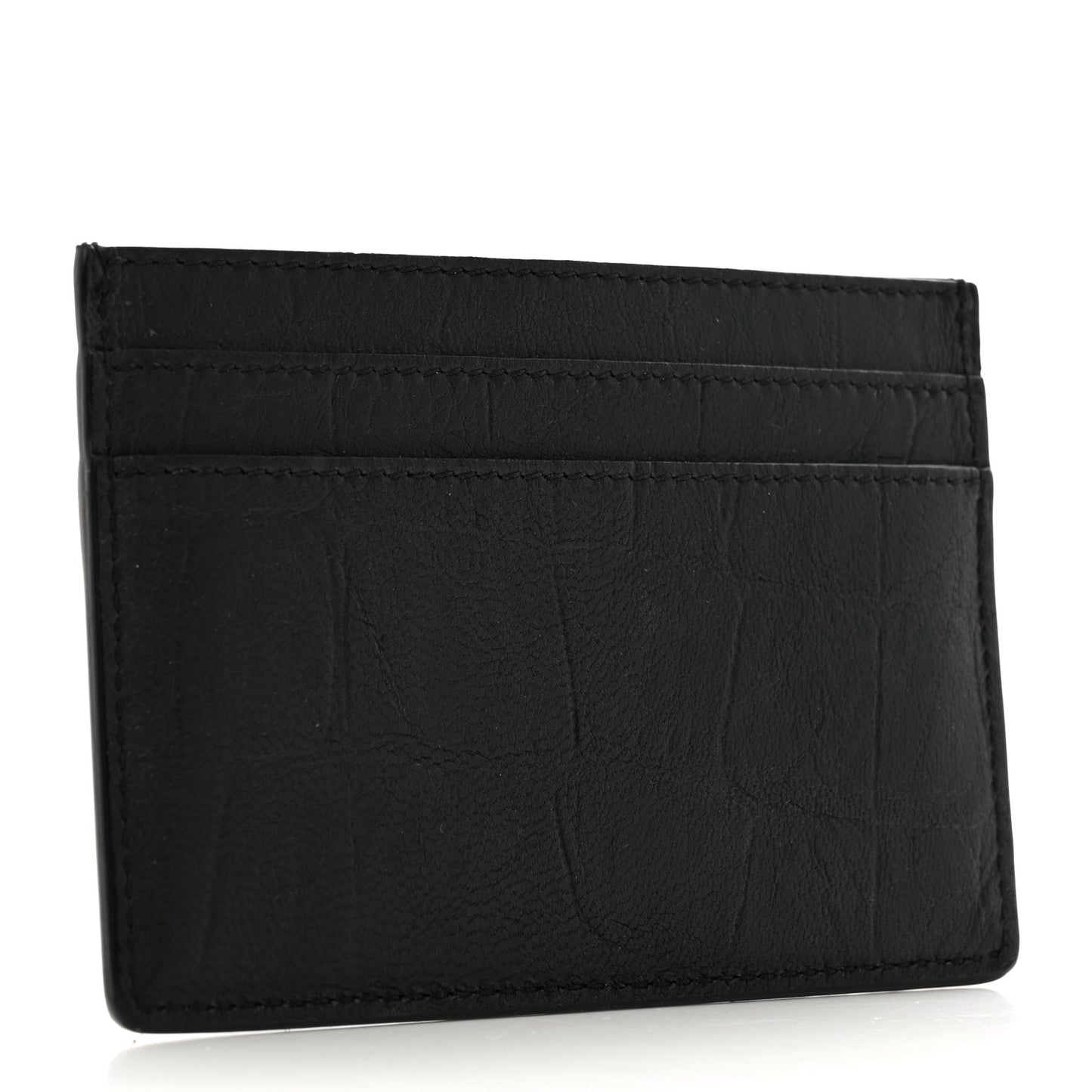 Calfskin Crocodile Embossed Monogram Credit Card Case Black