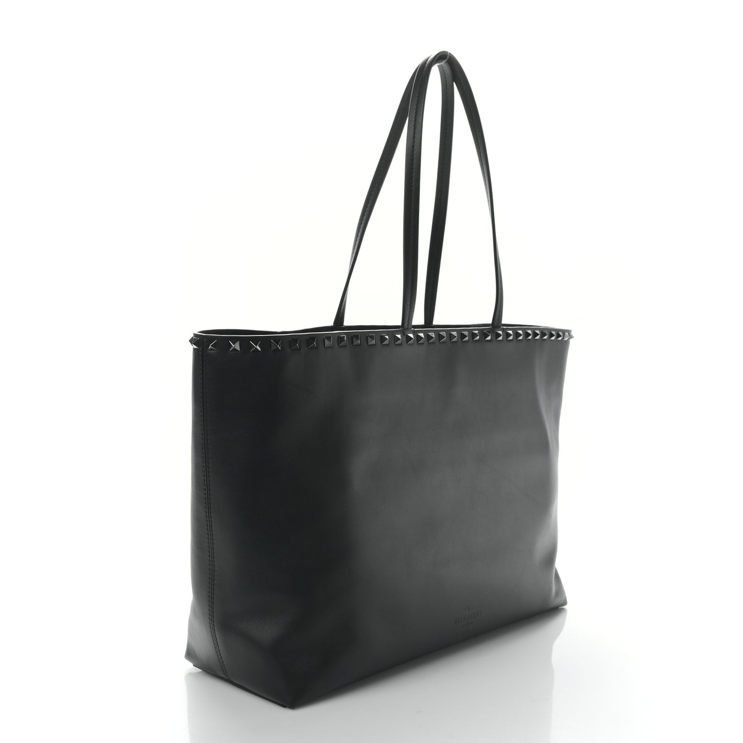 X UNDERCOVER Calfskin Print Rockstud Shoulder Tote Black