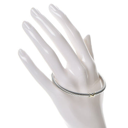 David Yurman Sterling Silver 18K Yellow Gold 4mm X Station Cable Bracelet 2 of 4