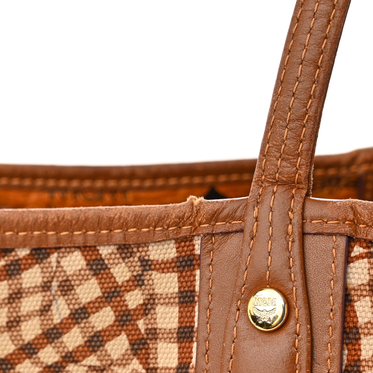 MCM Visetos Large Liz Reversible Shopper Tote Cognac 19 of 26