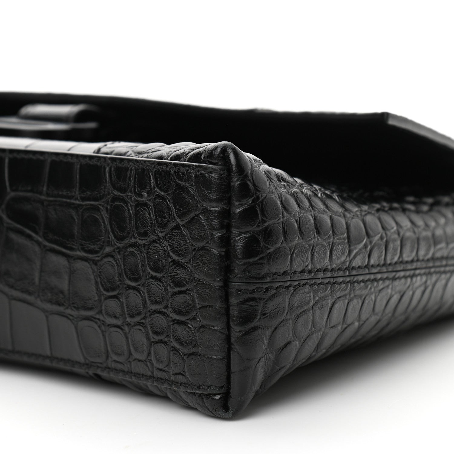 Balenciaga Extra Supple Calfskin Crocodile Embossed Monochrome XS Downtown Shoulder Bag Black 8 of 9