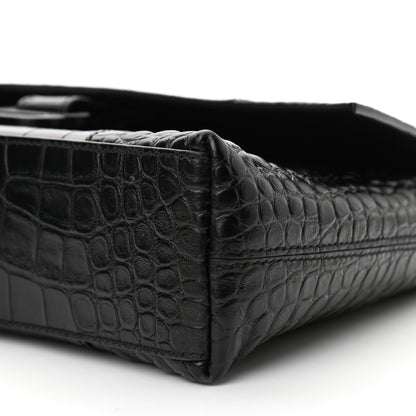Balenciaga Extra Supple Calfskin Crocodile Embossed Monochrome XS Downtown Shoulder Bag Black 8 of 9