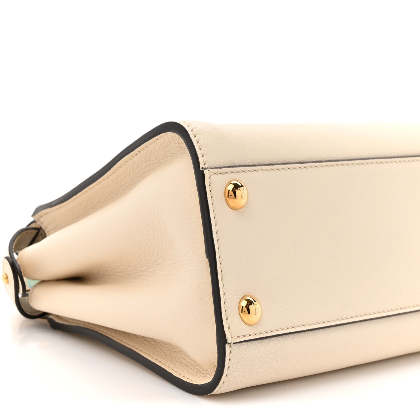 Vitello Seta Suede FF Mini Peekaboo Iconic Satchel Uovo Sigaro Marrone
