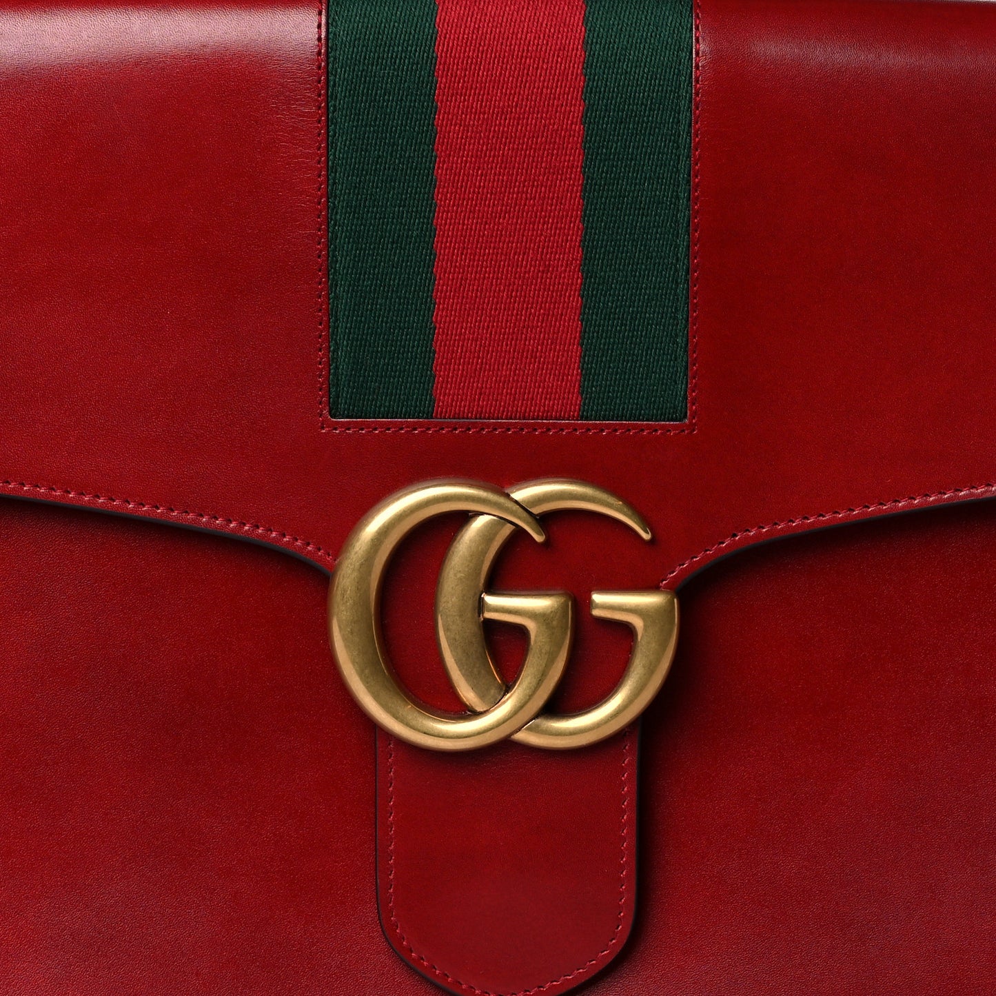 Tuscany Lux Calfskin Web GG Marmont Shoulder Bag Red