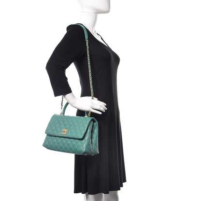 Chanel Caviar Lizard Quilted Small Coco Handle Flap Green 2 of 10
