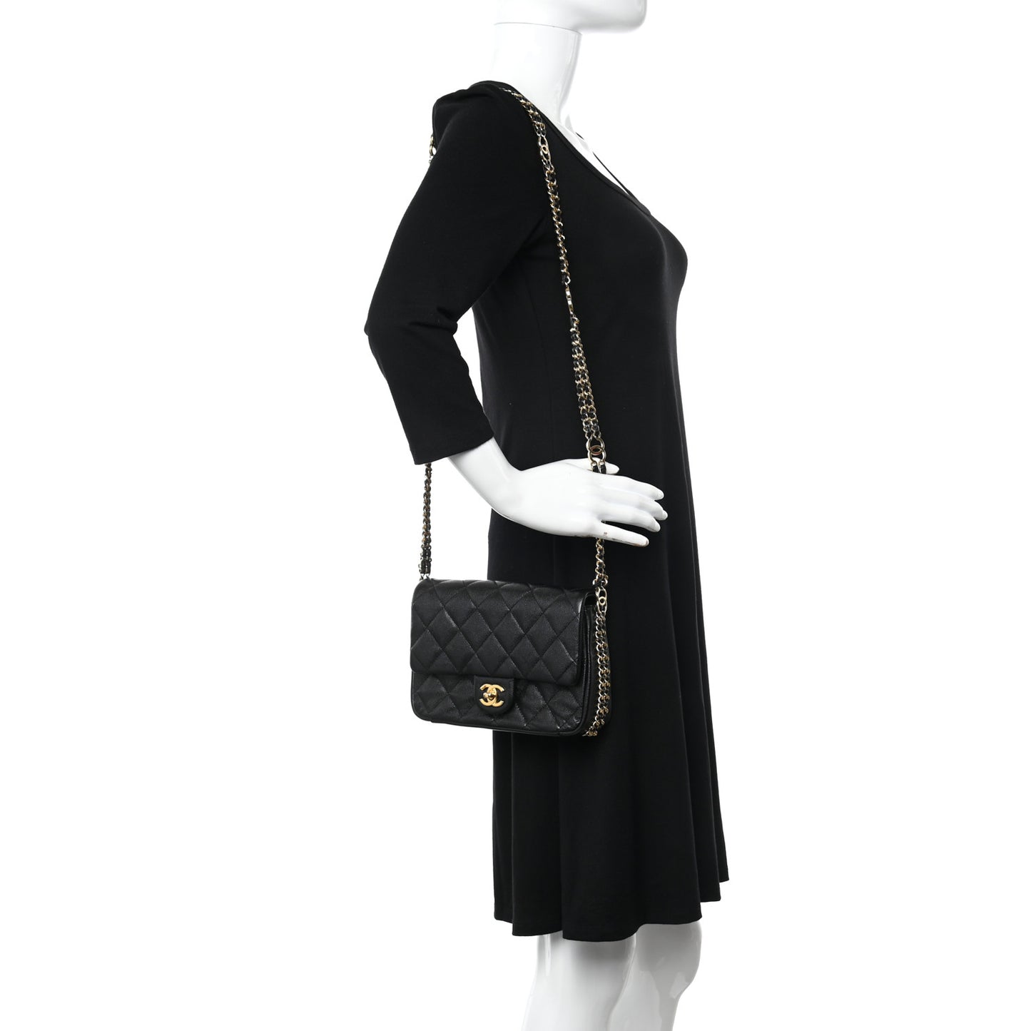 Caviar Quilted Mini CC You Flap Black