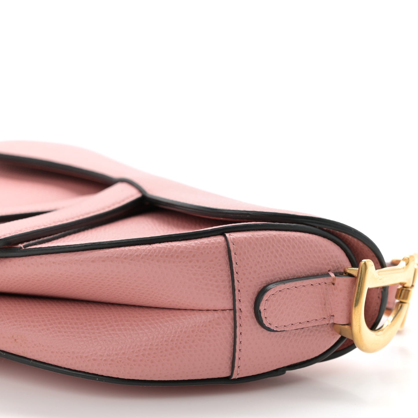 Grained Calfskin Mini Saddle Bag Pink