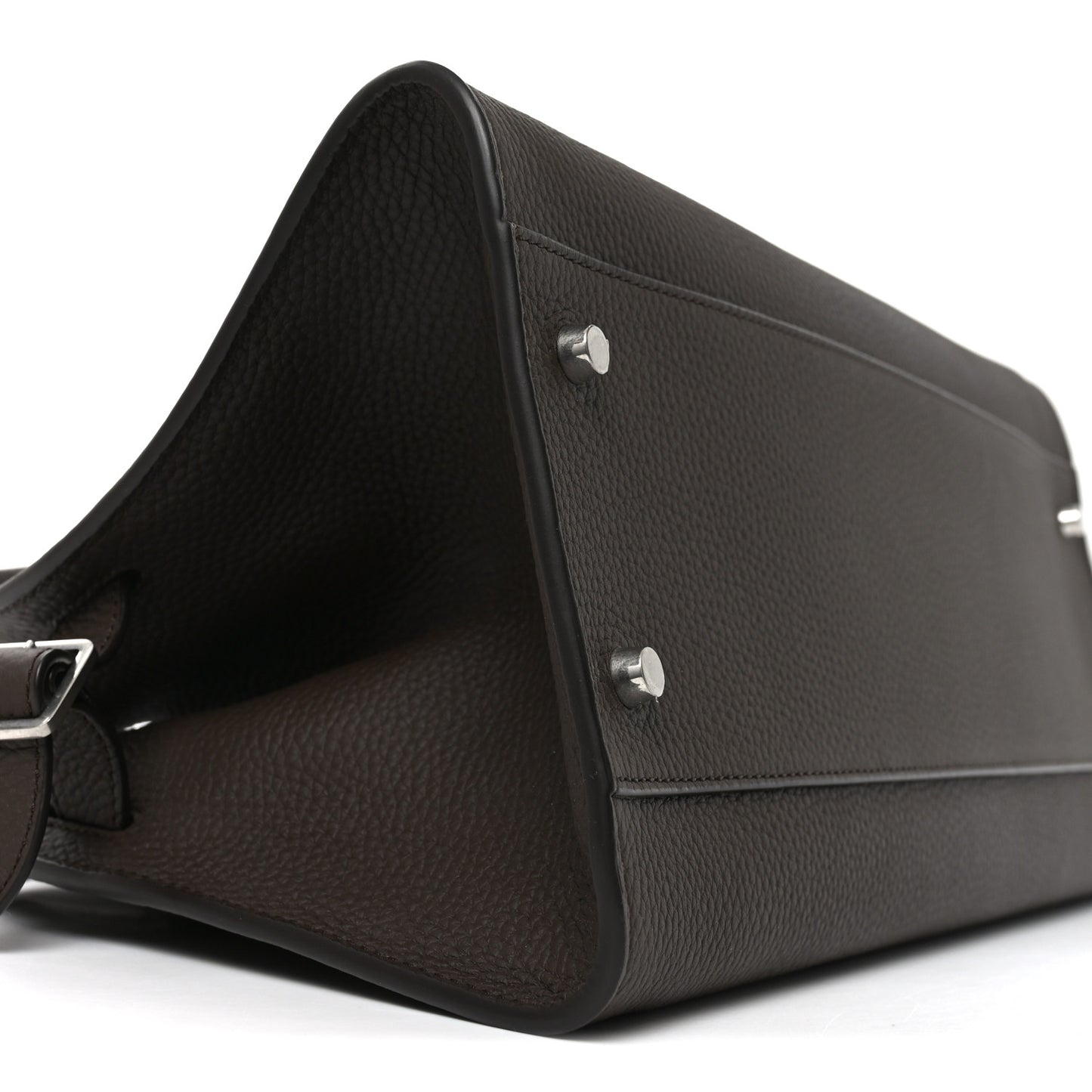 Matte Grained Calfskin Margaux Shoulder 12 Deep Brown