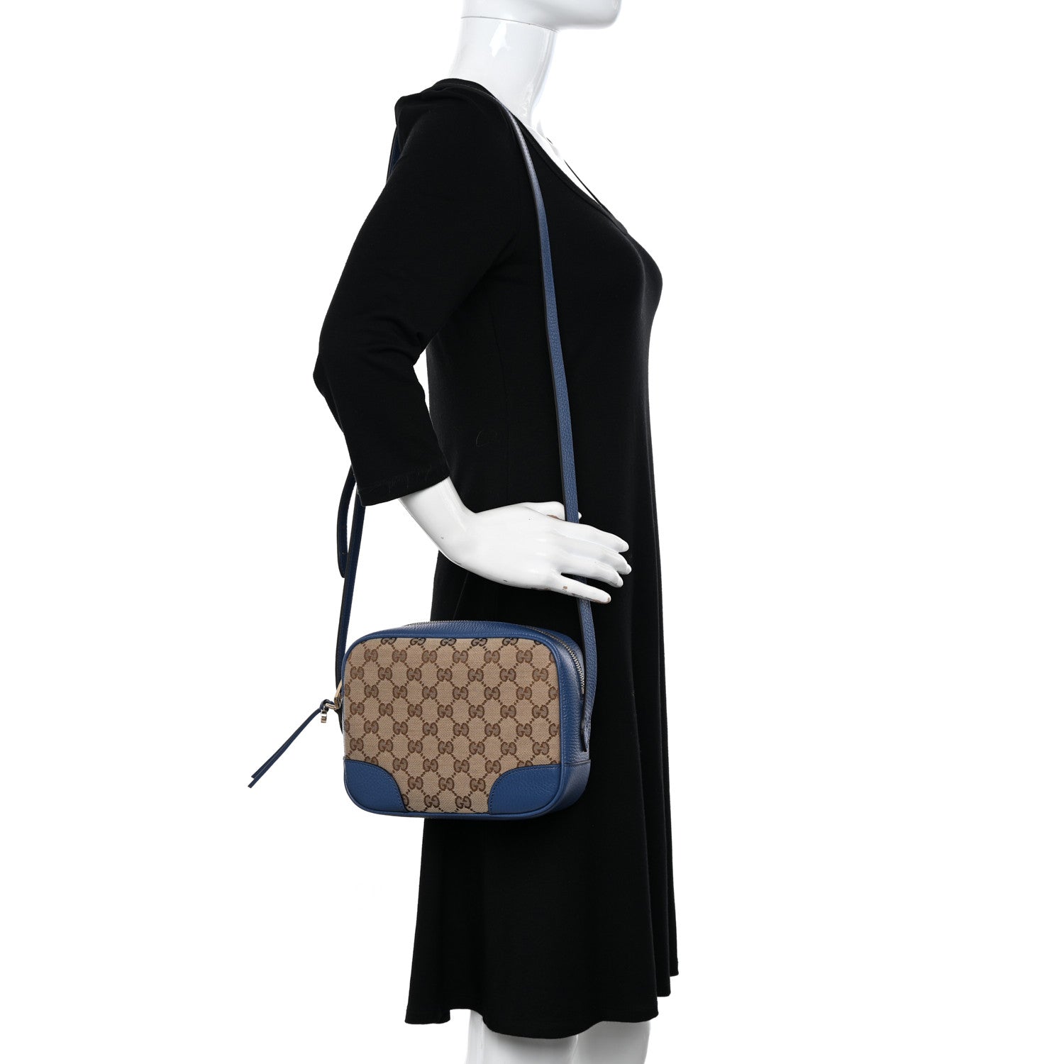Gucci Monogram Dollar Calfskin Mini Bree Messenger Bag Beige Ebony Caspian 2 of 10