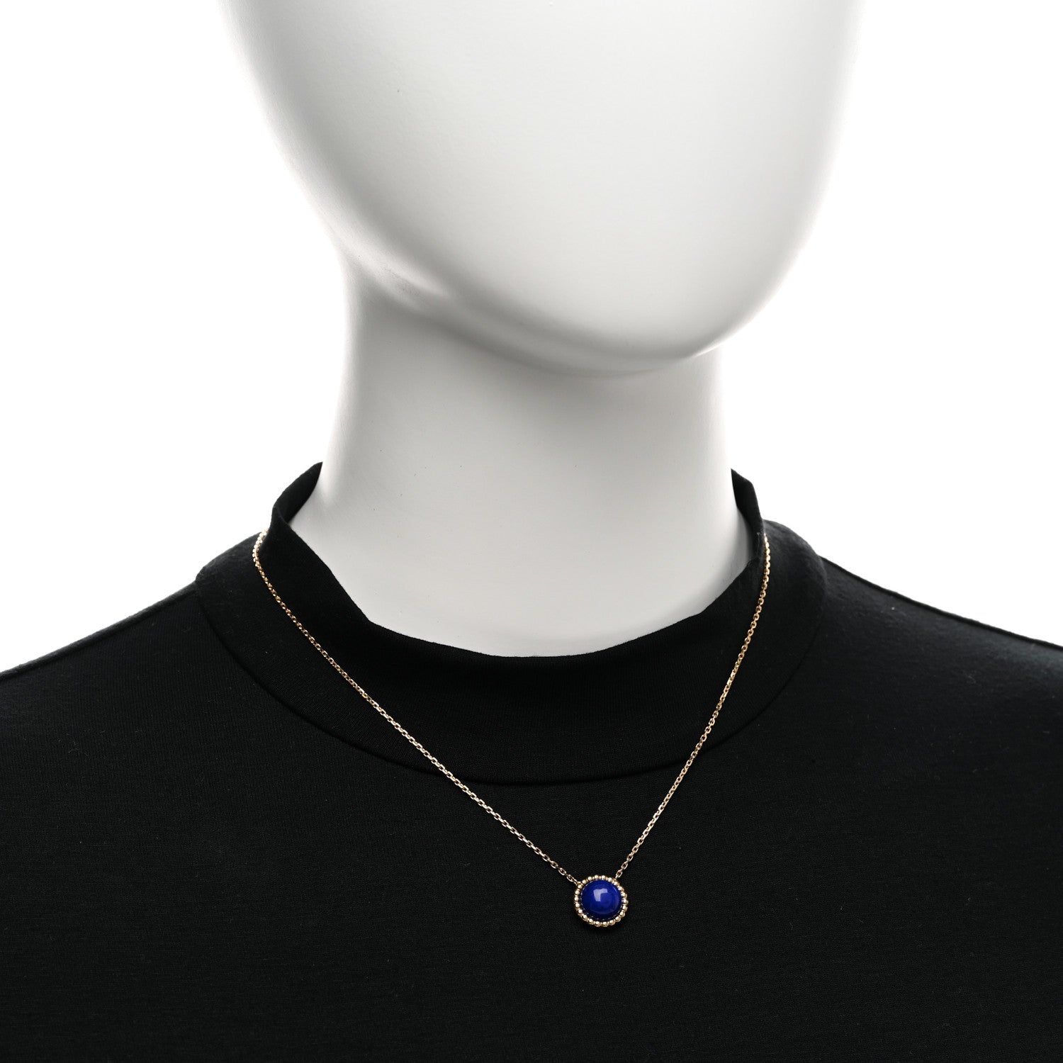 Van Cleef & Arpels 18K Yellow Gold Lapis Lazuli Perlee Couleurs Pendant Necklace 2 of 5