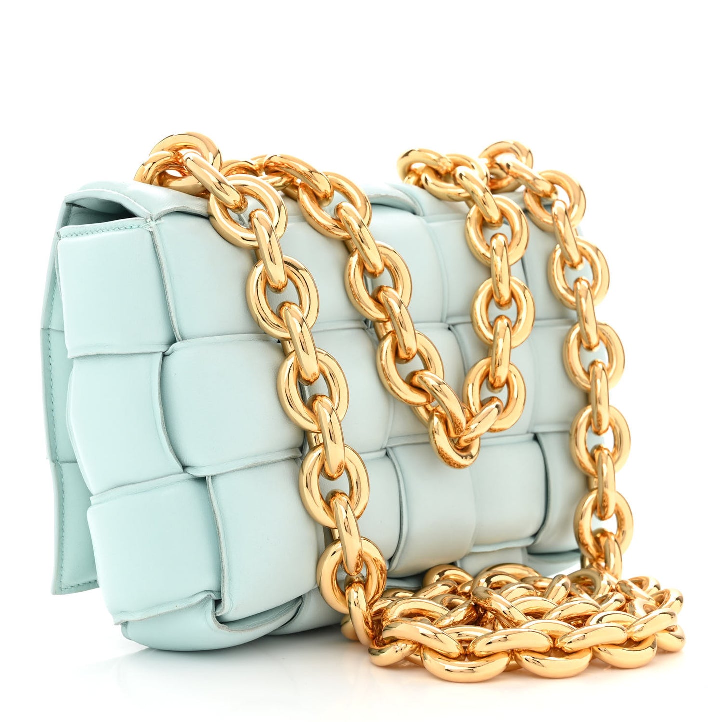 Lambskin Maxi Intreccio Padded Chain Cassette Crossbody Bag Spearmint