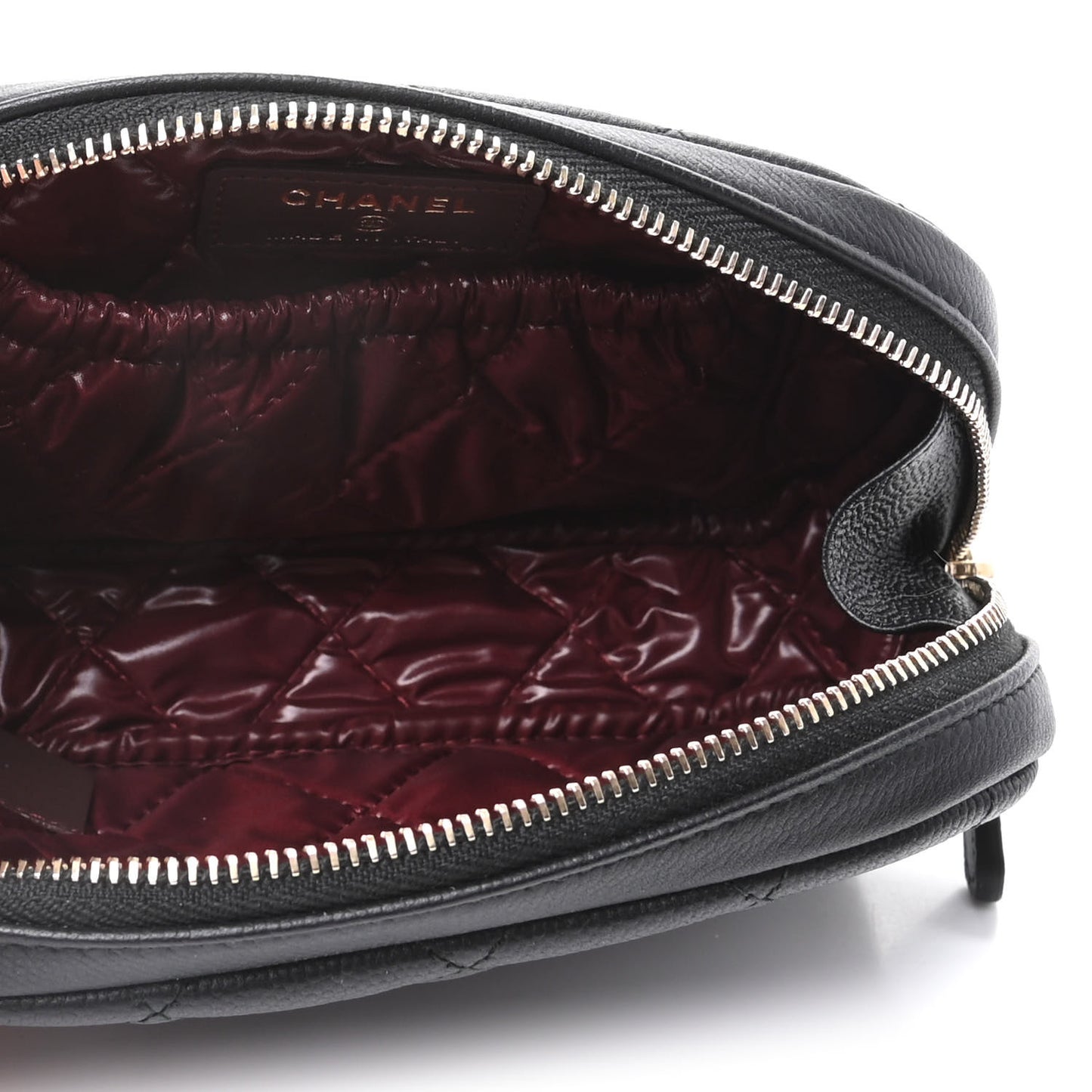 Caviar Quilted Small Curvy Pouch Cosmetic Case Black