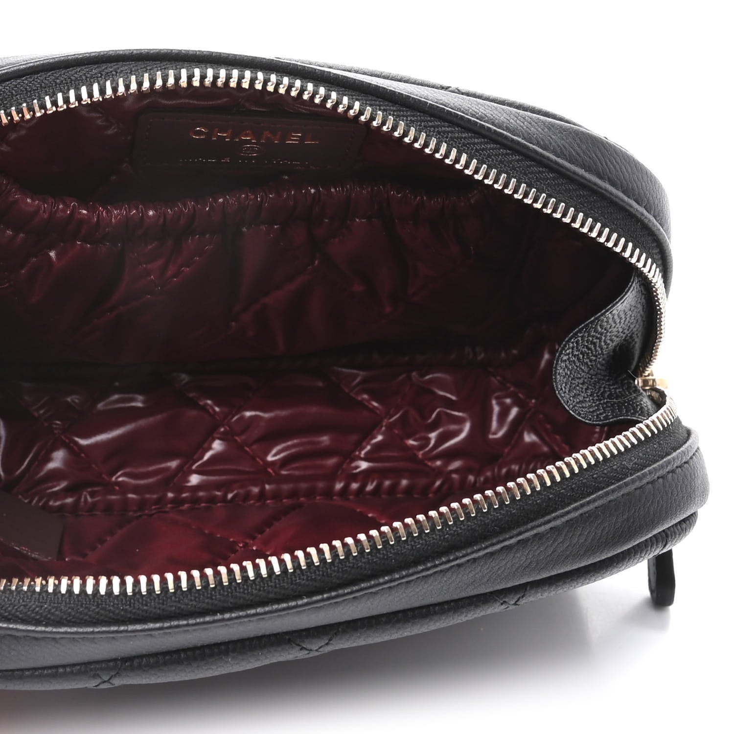 Chanel Caviar Quilted Small Curvy Pouch Cosmetic Case Black 5 of 10
