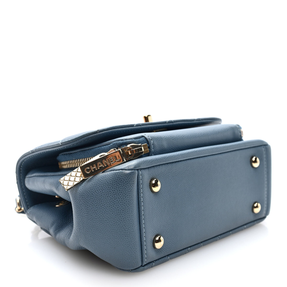 Caviar Quilted Small Business Affinity Flap Light Blue