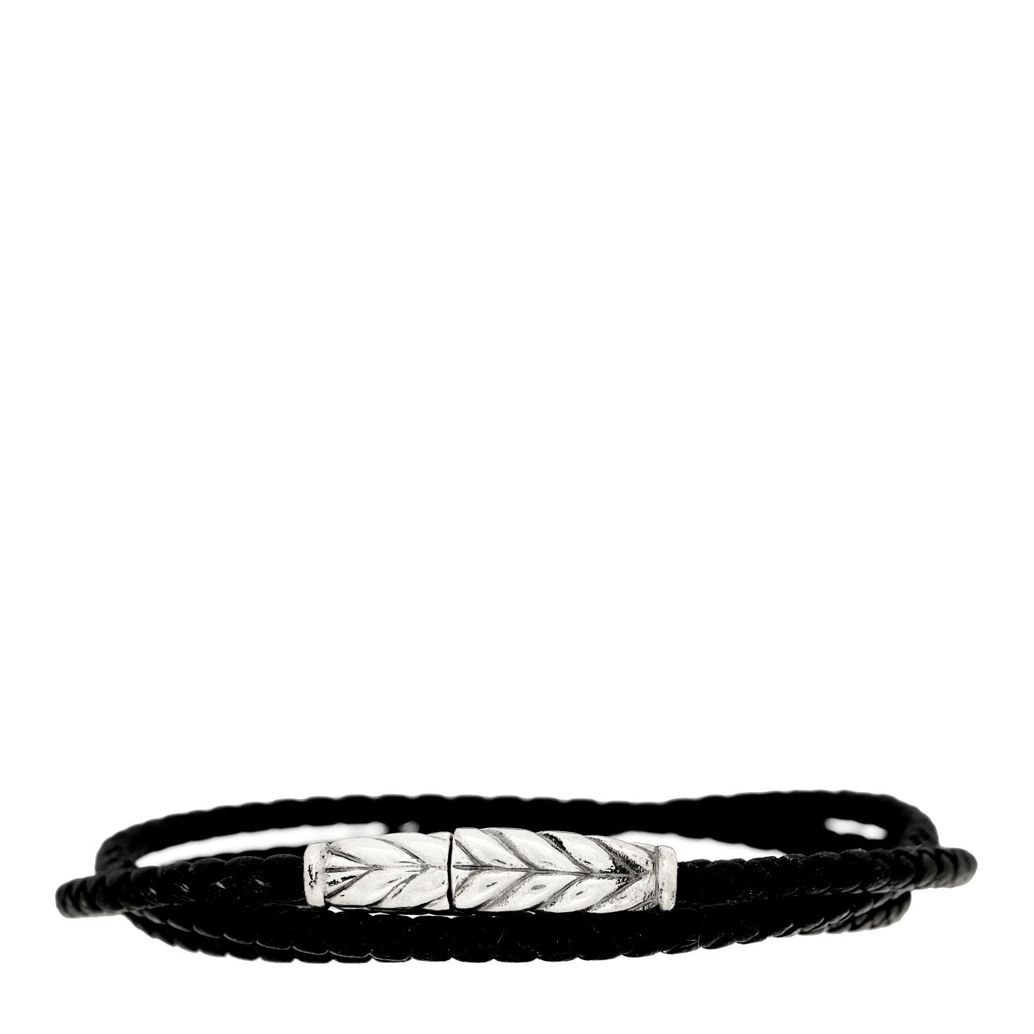 David Yurman Sterling Silver Leather Mens Chevron Triple-Wrap Bracelet Black 1 of 3