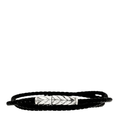 David Yurman Sterling Silver Leather Mens Chevron Triple-Wrap Bracelet Black 1 of 3