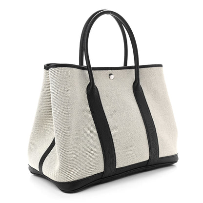 Hermes Twill H Negonda Garden Party 36 MM Tote Ecru Black 2 of 9