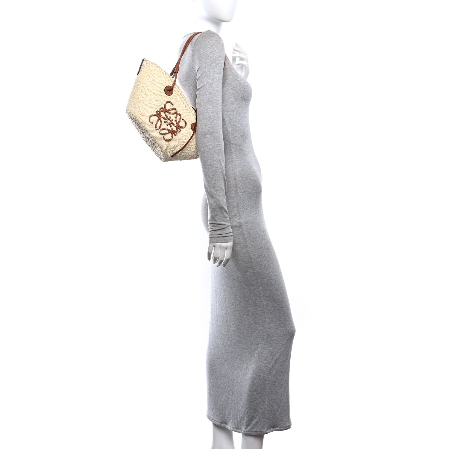 Loewe Calfskin Raffia Small Anagram Basket Tote Bag Natural Tan 2 of 9