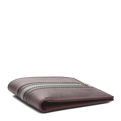 Prada Saffiano Tri-Color Bi-Fold Wallet Granato 4 of 10