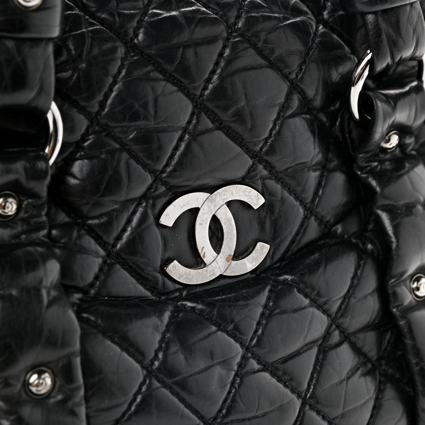 Lambskin Vintage Ligne Lady Braid Tote Black