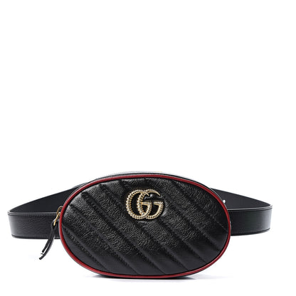 Gucci Calfskin Matelasse GG Marmont Belt Bag 95 38 Black 1 of 10