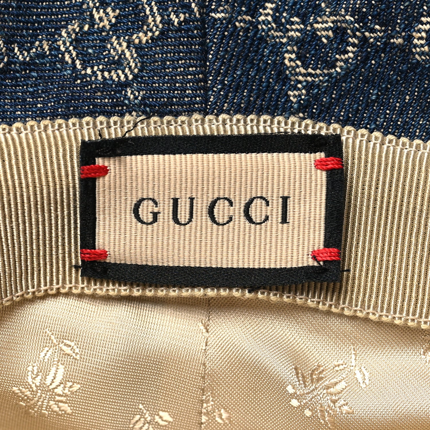 Gucci Washed Jacquard Denim Nappa GG Monogram Oscar Bucket Hat S Denim Cuir 8 of 10