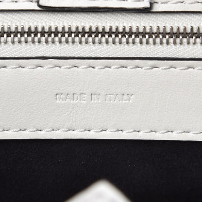 Fendi Vitello Century Velvet F is Fendi FF Embroidered Regular Runaway Satchel White Black 6 of 9