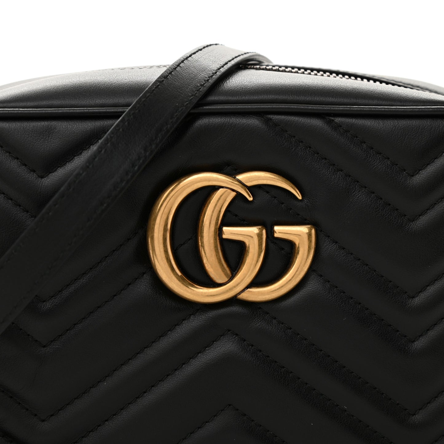 Calfskin Matelasse Small GG Marmont Chain Shoulder Bag Black