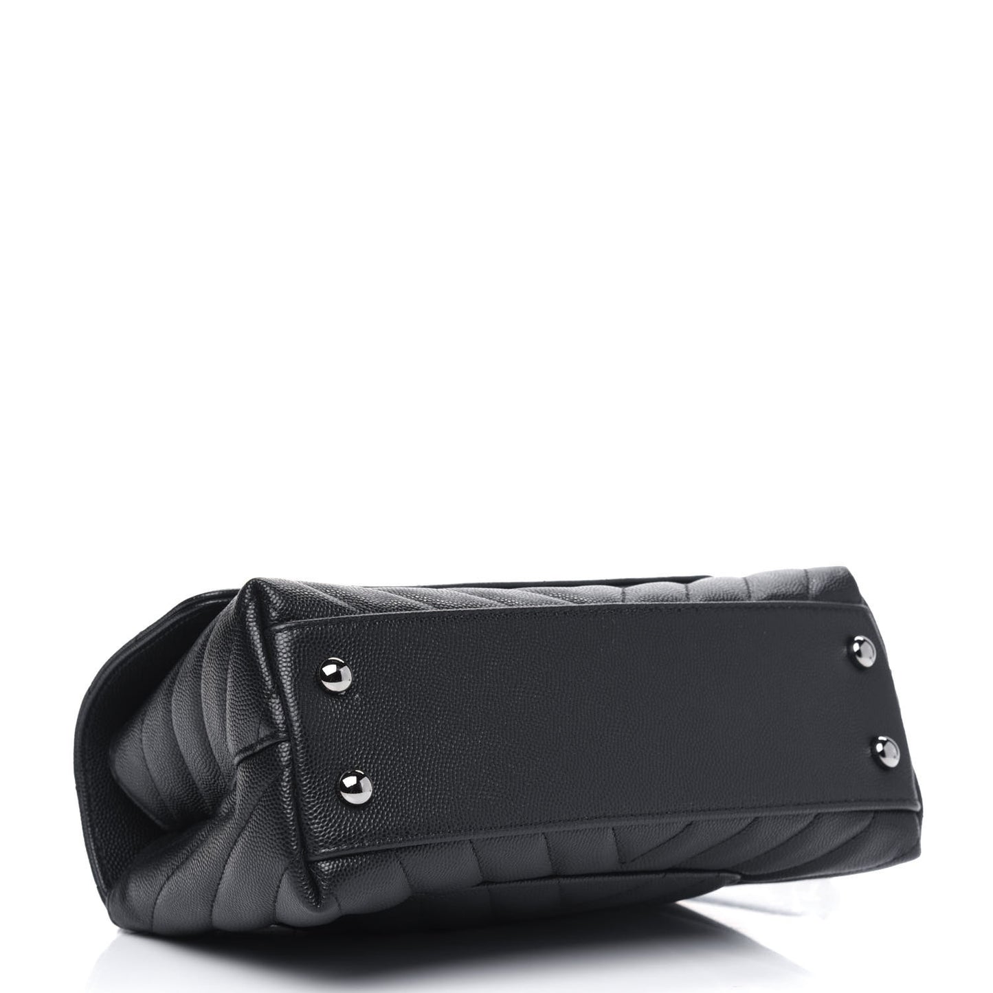 Caviar Chevron Quilted Mini Coco Handle Flap Black