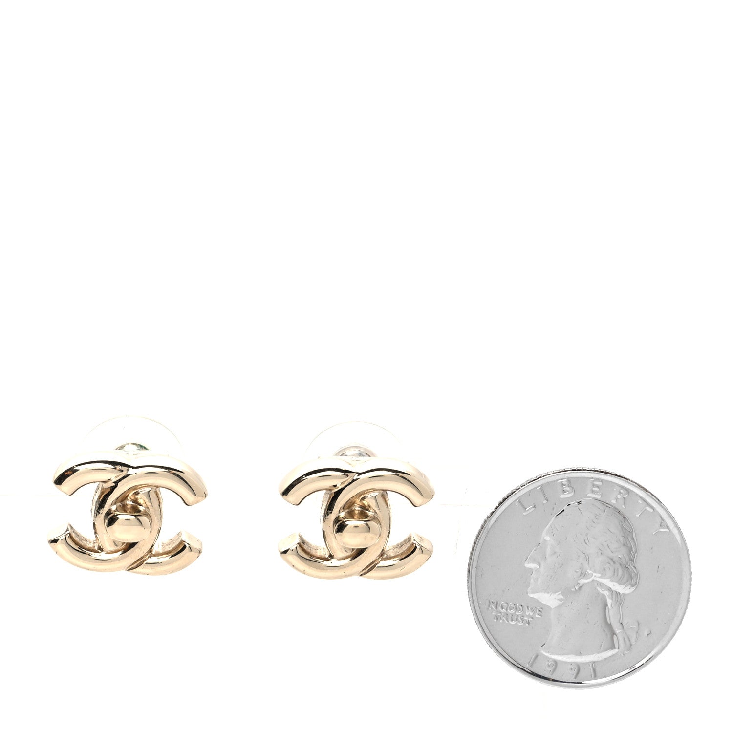 Chanel Metal CC Turnlock Earrings Gold 2 of 4