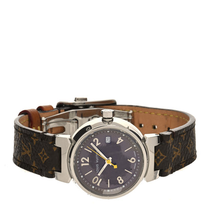 Louis Vuitton Stainless Steel Monogram 28mm Tambour Quartz Watch Brown 2 of 4