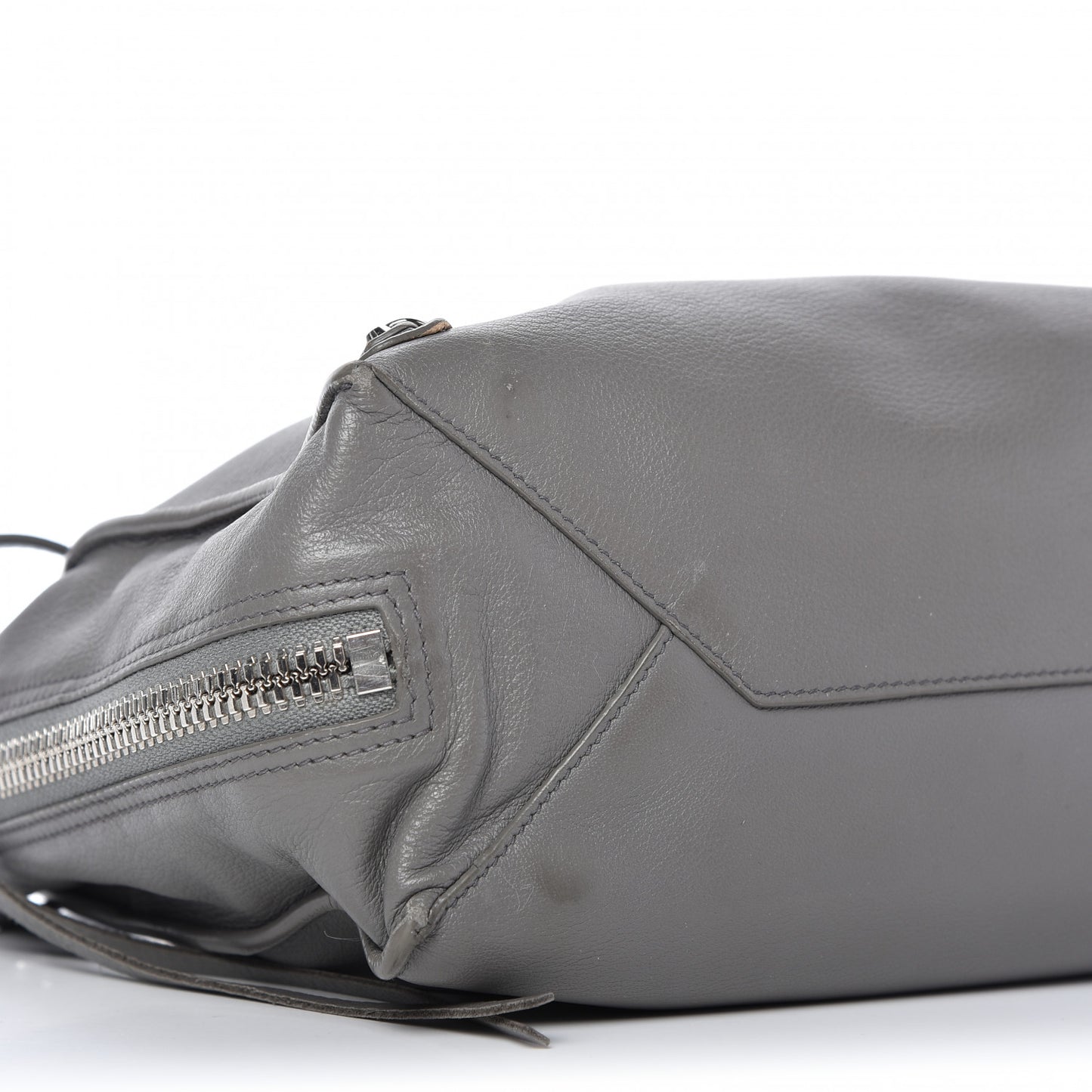 Veau Papier A6 Zip Around Tote Gris Acier