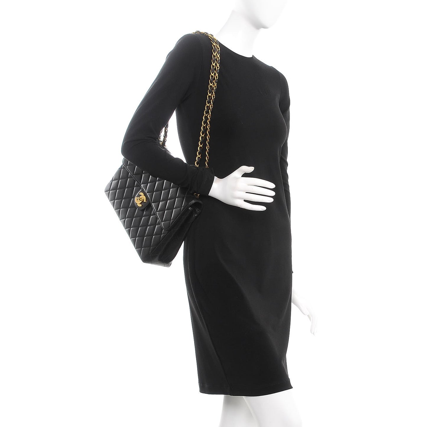 Lambskin Quilted Jumbo Single Flap Black