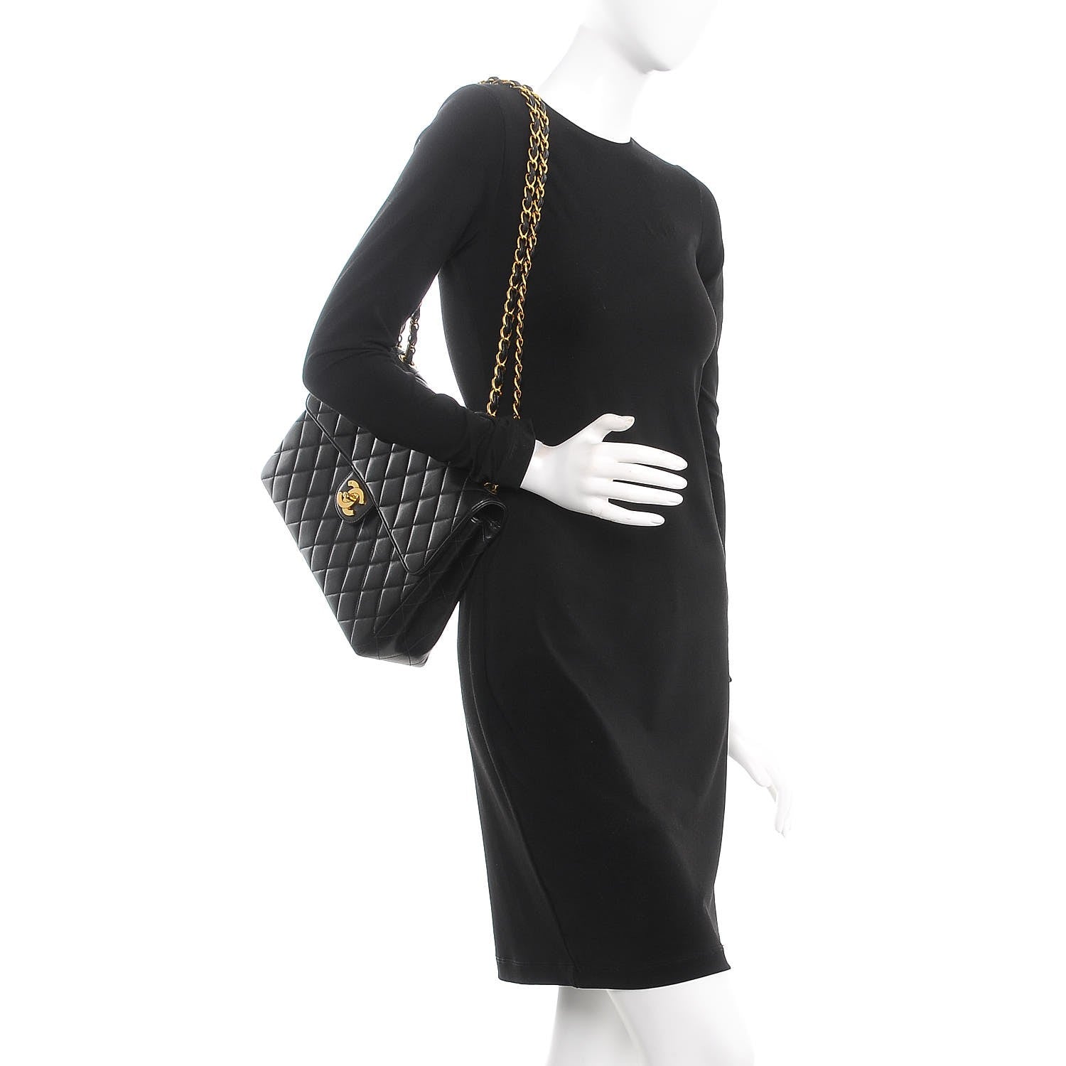 Chanel Lambskin Quilted Jumbo Single Flap Black 2 of 9