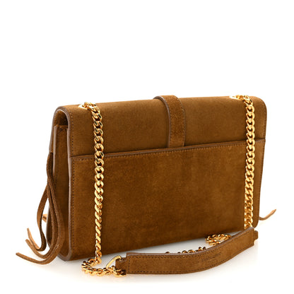 Saint Laurent Suede Fringe Small Monogram Satchel Light Ocre 3 of 9