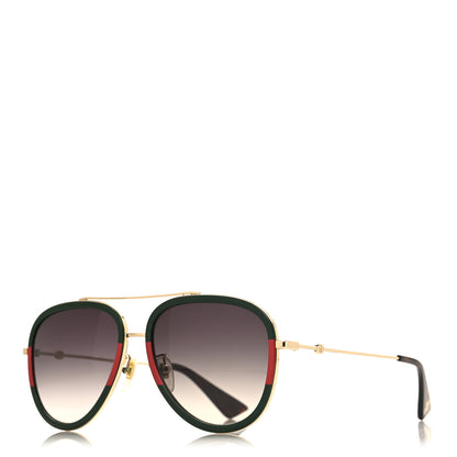 Gucci Web Aviator Sunglasses GG0062S Green Red 1 of 8