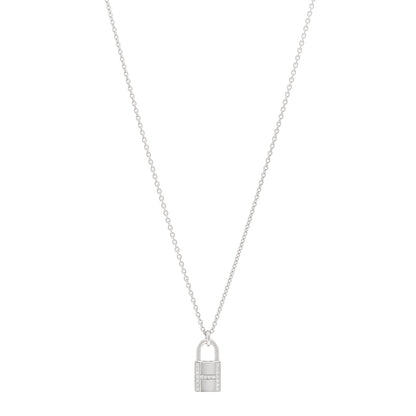 Hermes 18K White Gold Diamond Amulettes Cadenas Pendant Necklace 1 of 6