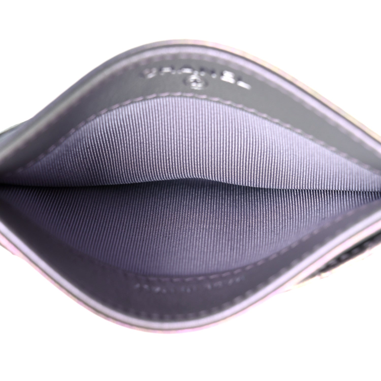 Chanel Iridescent Calfskin Quilted Card Holder Light Purple 5 of 10