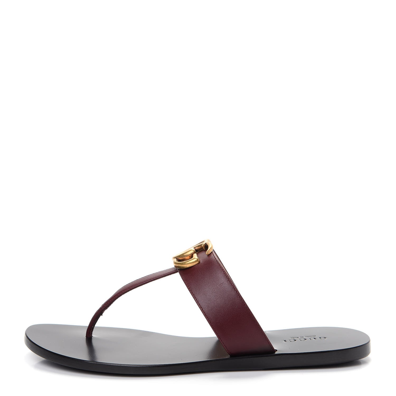 Gucci Calfskin GG Marmont Thong Sandals 37 Vintage Bordeaux 1 of 10