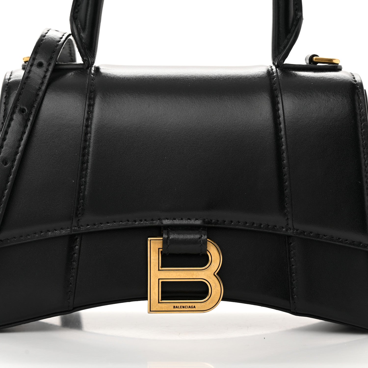 Balenciaga Shiny Box Calfskin Hourglass Top Handle Bag XS Black 7 of 21
