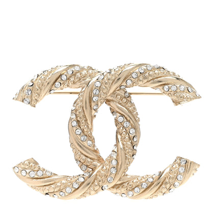 Chanel Crystal Twisted CC Brooch Light Gold 1 of 5