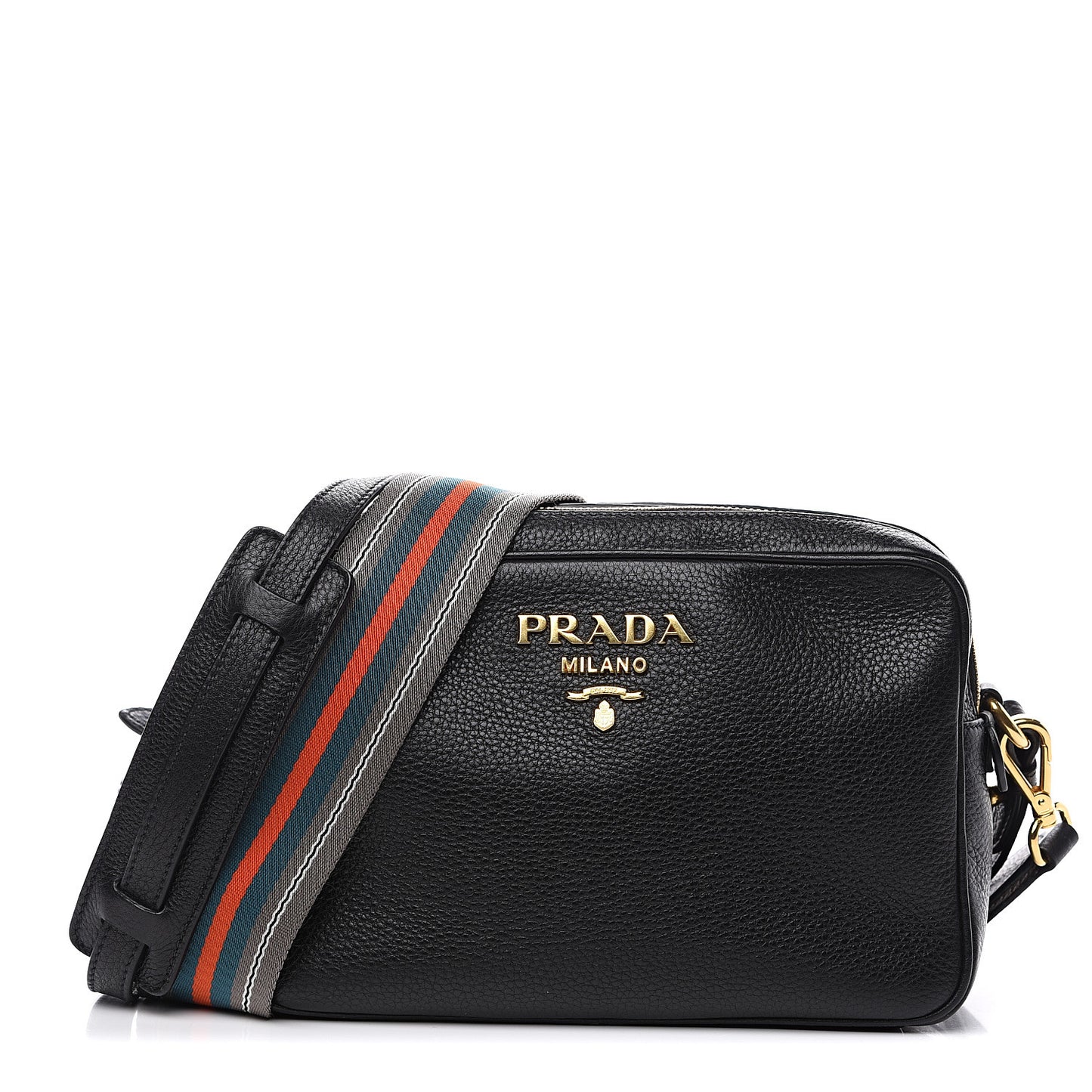 Vitello Daino Medium Double Zip Shoulder Bag Black