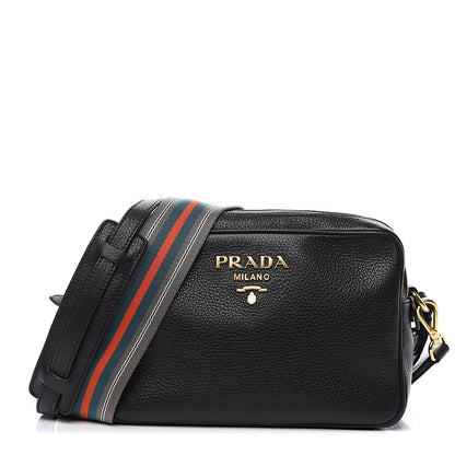 Prada Vitello Daino Medium Double Zip Shoulder Bag Black 1 of 10