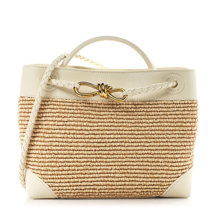 Bottega Veneta Raffia Calfskin Small Andiamo Shoulder Bag Sea Salt Natural 1 of 9