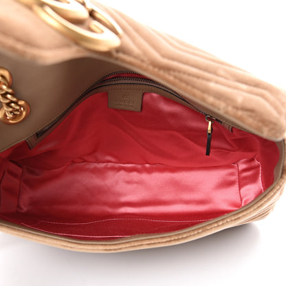 Gucci Velvet Matelasse Medium GG Marmont Shoulder Bag Taupe 4 of 14