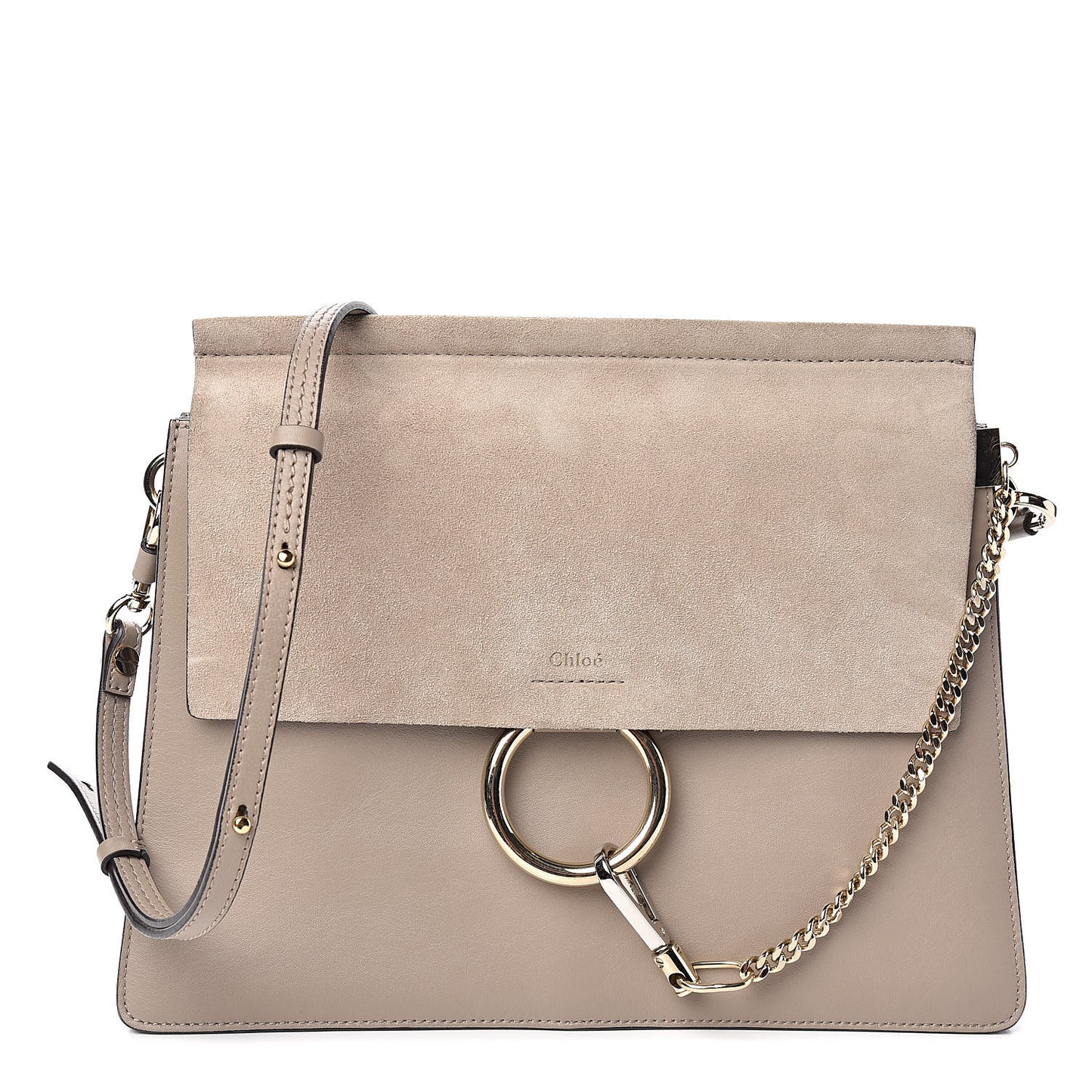Calfskin Suede Medium Faye Shoulder Bag Motty Grey