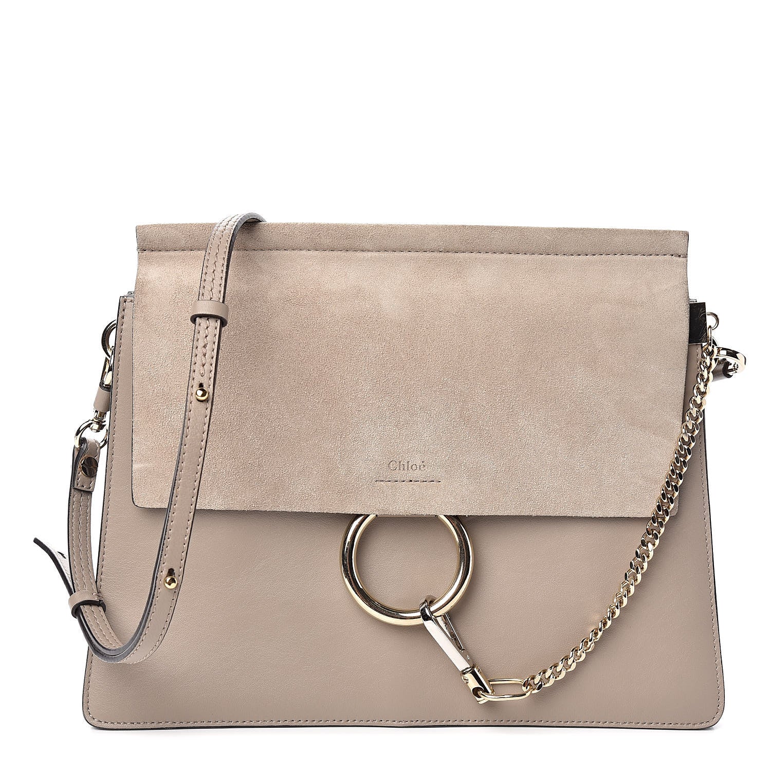 Chloe Calfskin Suede Medium Faye Shoulder Bag Motty Grey 1 of 9