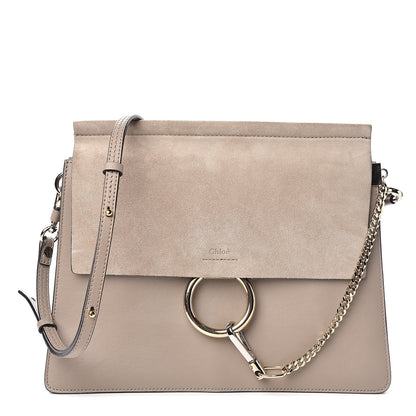 Chloe Calfskin Suede Medium Faye Shoulder Bag Motty Grey 1 of 9
