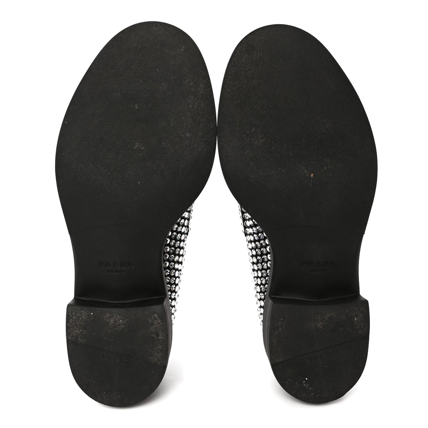 Satin Crystal Metal Triangle Logo 50mm Loafers 35 Cristal