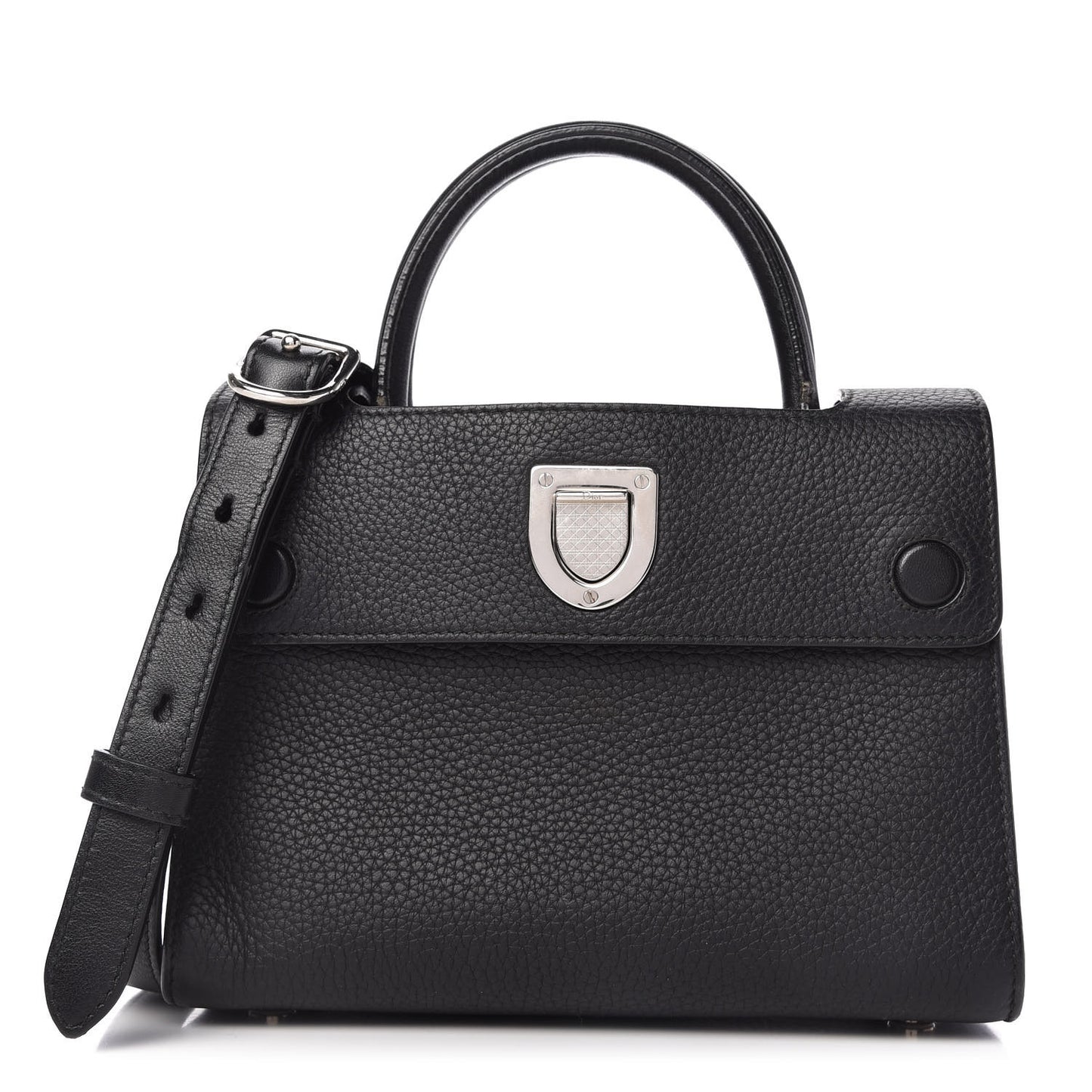 Grained Calfskin Mini Diorever Flap Black